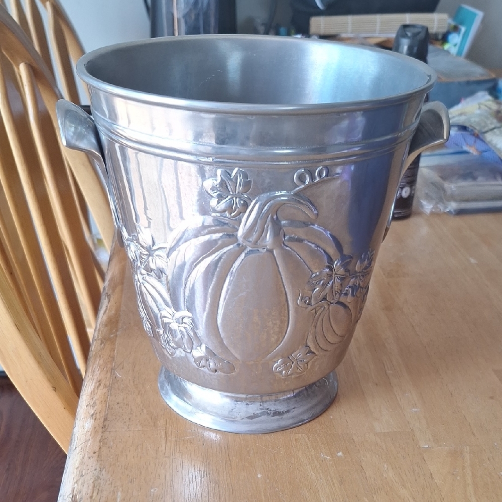 Interior Accents Vintage Silver Ice Bucket with Ornate Design